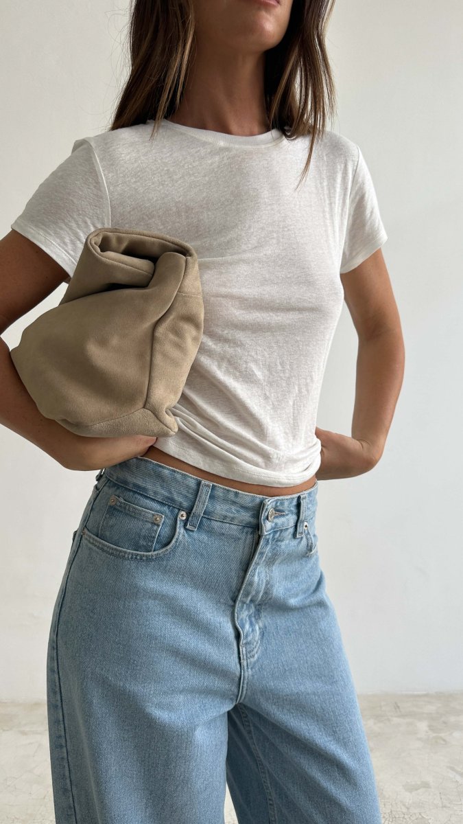 SUEDE CLUTCH in SAND - Image 5