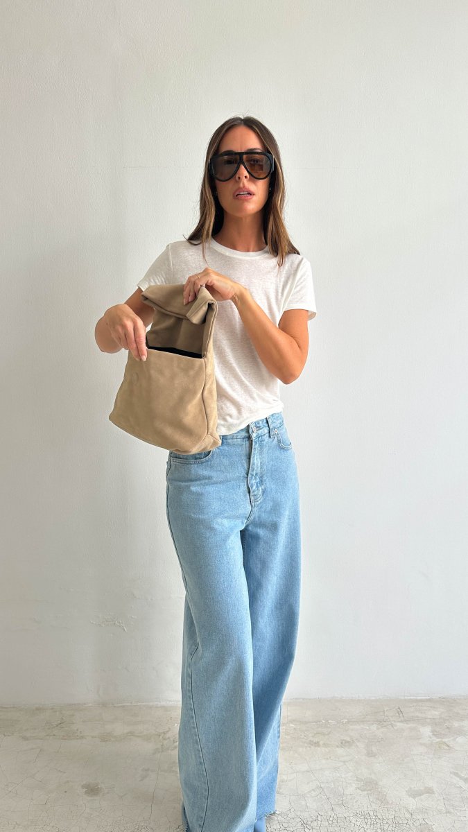 SUEDE CLUTCH in SAND - Image 8