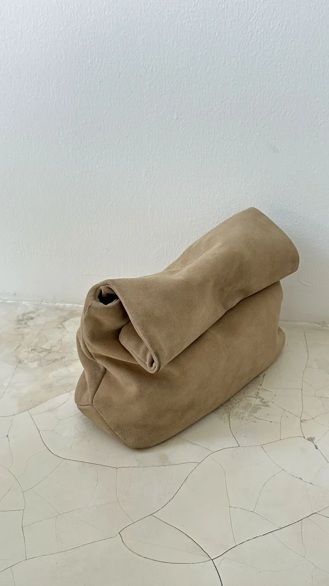 SUEDE CLUTCH in SAND - Image 2